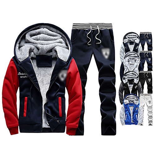 

Men's 2-Piece Full Zip Tracksuit Sweatsuit Jogging Suit Casual Long Sleeve Winter Front Zipper Fleece Thermal Warm Windproof Soft Fitness Running Walking Jogging Sportswear Plus Size Hoodie Jacket
