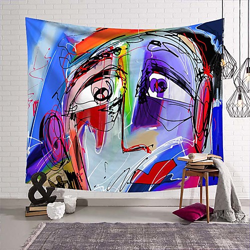 

Wall Tapestry Art Deco Blanket Curtain Picnic Table Cloth Hanging Home Bedroom Living Room Dormitory Decoration Polyester Fiber Novelty Modern Abstract Human Face Oil Painting Color