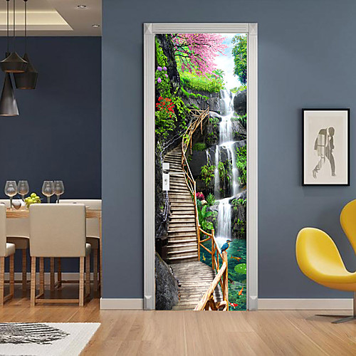 

Mountain Waterfall Self-adhesive Creative Door Stickers Living Room DIY Decorative Home Waterproof Wall Stickers