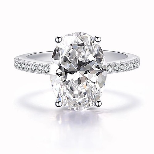 

white gold plated silver cubic zirconia 2 carats oval cut solitaire wedding engagement ring for women sterling silver