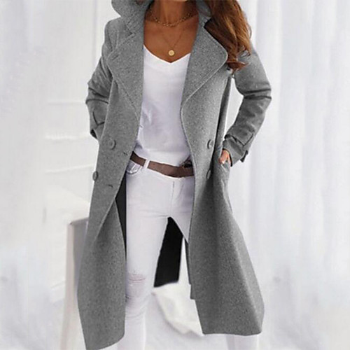 

Women's Solid Colored Fall & Winter Coat Long Daily Long Sleeve Cotton Coat Tops Light gray