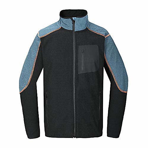 

color block full-zip polar fleece jacket lightweight warm winter jacket with pockets black