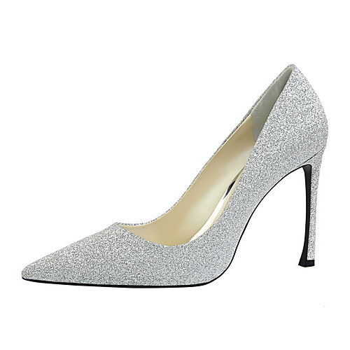 

Women's Heels Stiletto Heel Pointed Toe Sexy Party & Evening Walking Shoes PU Sequin Solid Colored Black Champagne Gold
