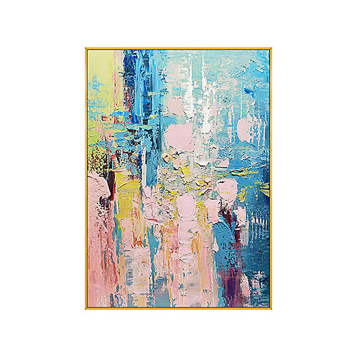 

100% Handmade Golden Pink and Blue Abstract Painting Modern Art Picture For Living Room Modern Cuadros Canvas Art High Quality