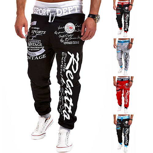 

Men's Sweatpants Joggers Jogger Pants Track Pants Street Bottoms Harem Drawstring Cotton Winter Fitness Gym Workout Running Active Training Jogging Breathable Soft Sport Black / Red Red Black / White