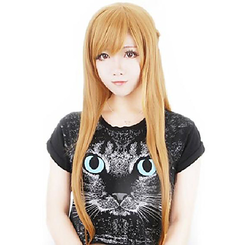 

long straight brown asuna yuuki cosplay wig (one size, brown)