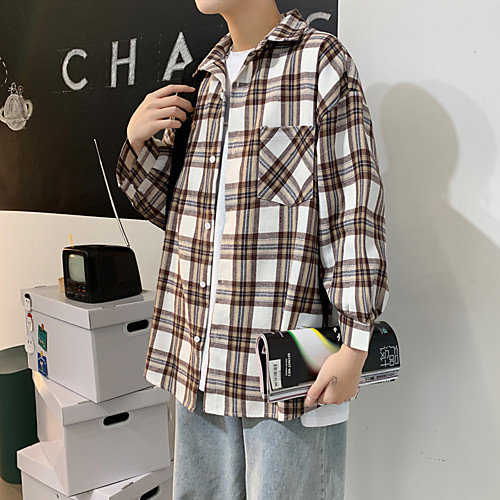 

mens plaid shirt jacket lightweight regular fit long sleeve button down flannel shirt casual tops with pocket green