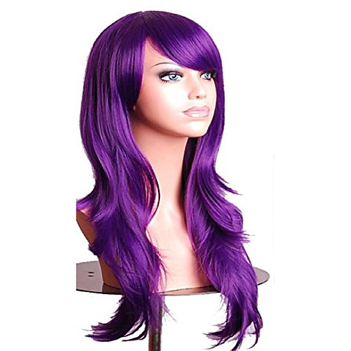 

27.5 long straight wig with bangs costume party wig (purple)