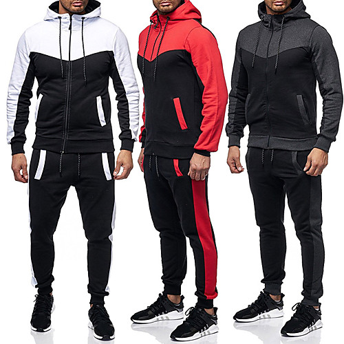 

Men's 2 Piece Full Zip Tracksuit Sweatsuit Street Casual Long Sleeve 2pcs Winter Cotton Thermal Warm Breathable Soft Fitness Gym Workout Running Active Training Jogging Sportswear Normal Outfit Set