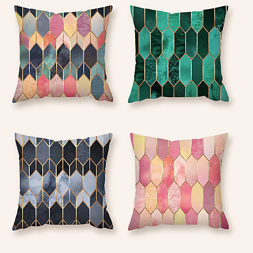 

Cushion Cover 4PC Short Plush Soft Decorative Square Throw Pillow Cover Cushion Case Pillowcase for Sofa Bedroom 45 x 45 cm (18 x 18 Inch) Superior Quality Machine Washable
