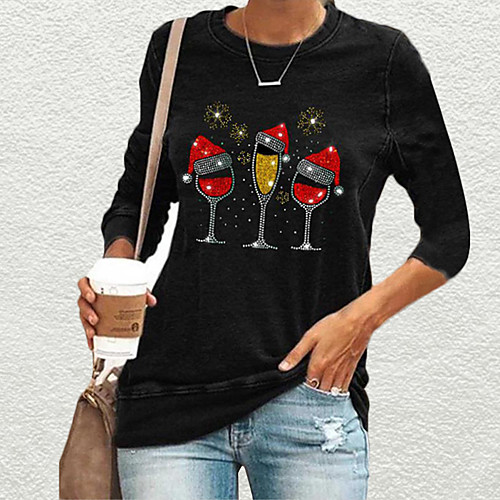 

Women's Pullover Sweatshirt Graphic Daily Casual Hoodies Sweatshirts Black