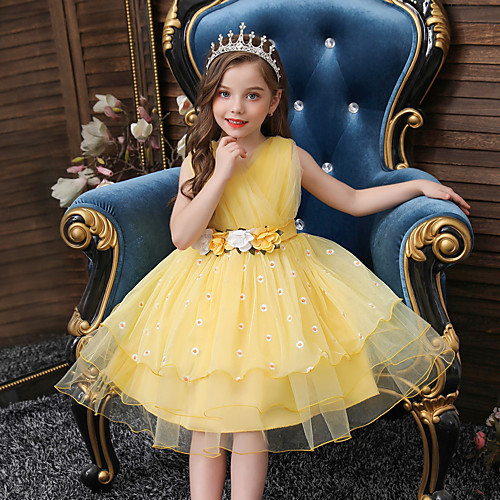 

Princess Flapper Dress Dress Party Costume Girls' Movie Cosplay Cosplay Costume Party Purple Yellow Blue Dress Christmas Children's Day New Year Polyester Organza