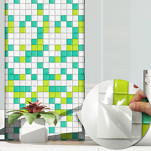 

3D Mosaic Tender Grass Green Wall Stickers Bathroom Waterproof Tile Stickers Kitchen Oil and Antifouling Stickers 24020cm