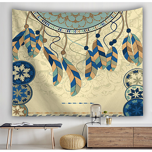 

Wall Tapestry Art Decor Blanket Curtain Picnic Tablecloth Hanging Home Bedroom Living Room Dorm Decoration Polyester Yellow orange vintage feather