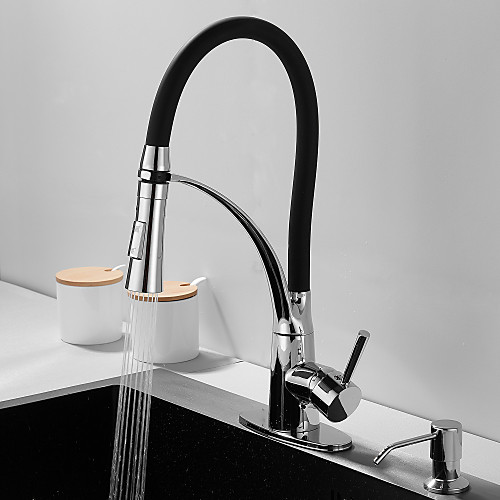 

Kitchen Faucet with Soap Dispenser Single Handle One Hole Electroplated Pull-out / Pull-down / Tall / High Arc / Bar / ‏Prep Deck Mounted Contemporary / Antique Kitchen Taps