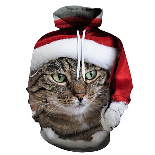 

Men's Pullover Hoodie Sweatshirt Graphic Ugly Christmas Animal Christmas 3D Print Christmas Hoodies Sweatshirts White Black Purple