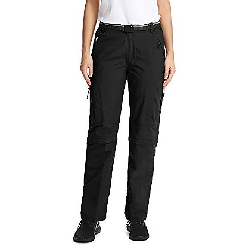 

women's cargo pants-convertible athletic quick drying lightweight outdoor hiking travel zip off trousers #4409f-black-26