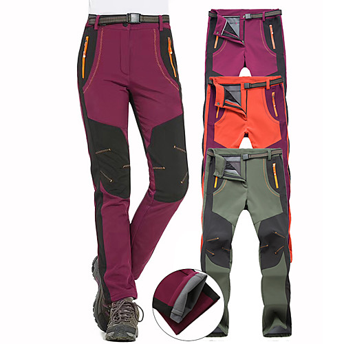 

Women's Hiking Pants Trousers Softshell Pants Patchwork Winter Outdoor Waterproof Windproof Breathable Warm Pants / Trousers Bottoms Army Green Burgundy Orange Hunting Fishing Camping / Hiking