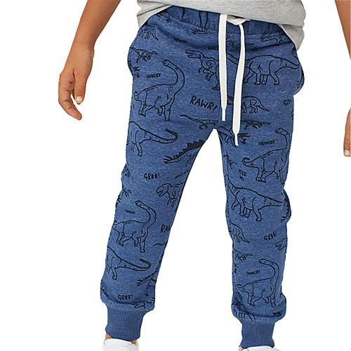 

Boys' Kid's Sweatpants Joggers Jogger Pants Street Bottoms Pocket Drawstring Cotton Winter Running Jogging Training Exercise Breathable Soft Sweat-wicking Normal Sport Dinosaur Royal Blue
