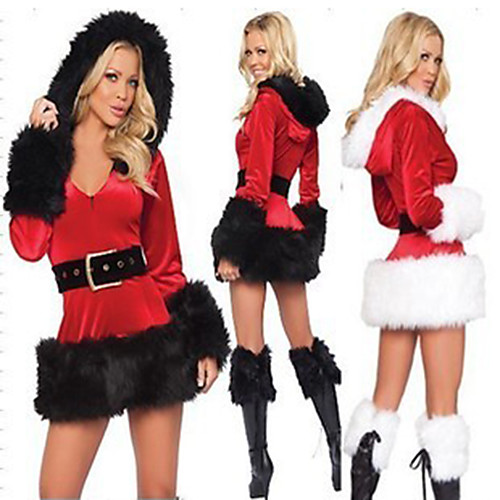 

Santa Claus Cosplay Costume Women's Adults' Costume Party Christmas Christmas Velvet Dress / Belt