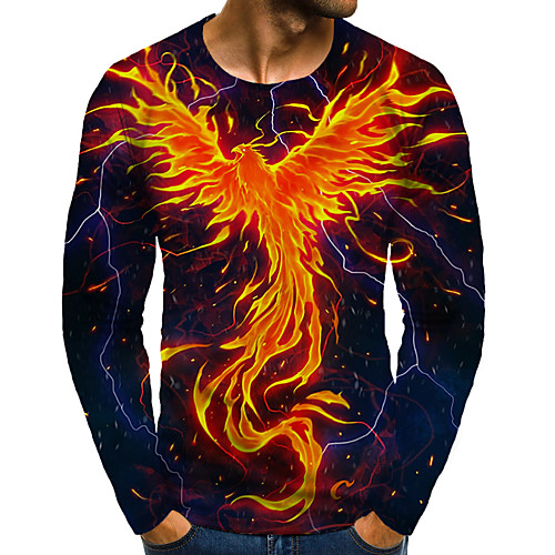 

Men's T shirt 3D Print Graphic 3D Plus Size Print Long Sleeve Daily Tops Rainbow