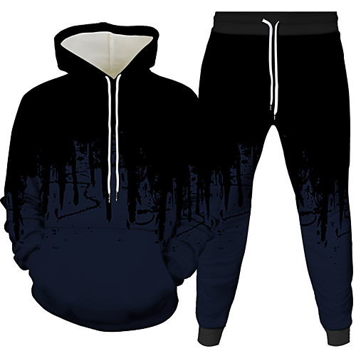 

Men's 3D Hoodies Set Graphic 3D 2 Piece Front Pocket Hooded Daily 3D Print 3D Print Casual Hoodies Sweatshirts Long Sleeve White Black Blue