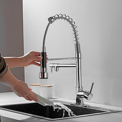 

Kitchen faucet - Single Handle Two Holes Electroplated Pull-out / ‏Pull-down / Tall / ‏High Arc / Bar / ‏Prep Centerset Contemporary Kitchen Taps