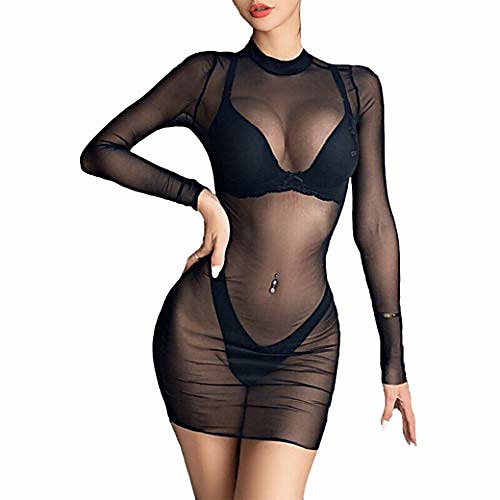 

surene co. women's sheer mesh swimsuit beach cover up (large) black