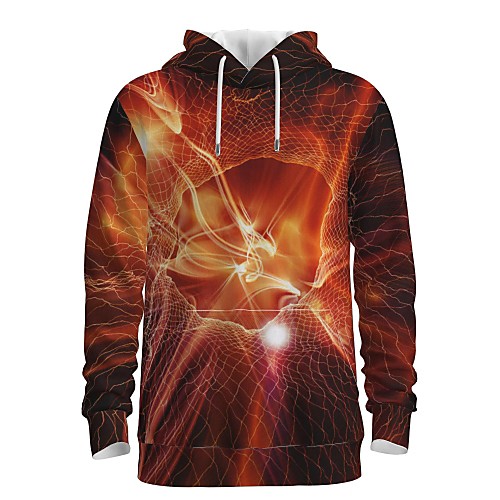 

Men's Pullover Hoodie Sweatshirt Graphic Abstract 3D Front Pocket Daily 3D Print 3D Print Casual Hoodies Sweatshirts Orange