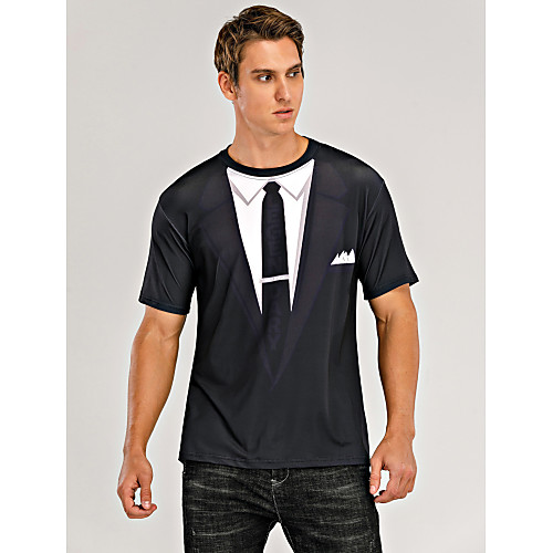 

Men's T shirt Graphic Plus Size Print Short Sleeve Daily Tops Elegant Exaggerated Black