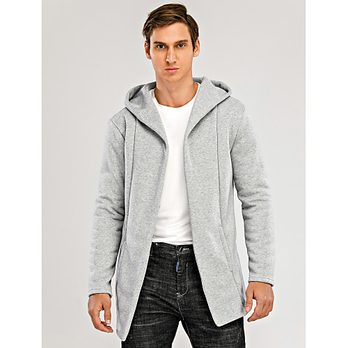 

mens winter warm trench coat jacket hoody cardigan sweatshirt long sleeve longline pullover (m, black)