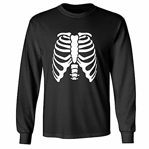 

skeleton ribs adult long sleeve t-shirt in black - small