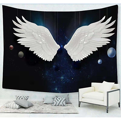 

Wall Tapestry Art Decor Blanket Curtain Picnic Tablecloth Hanging Home Bedroom Living Room Dorm Decoration Polyester White Wings Planet Starry Sky