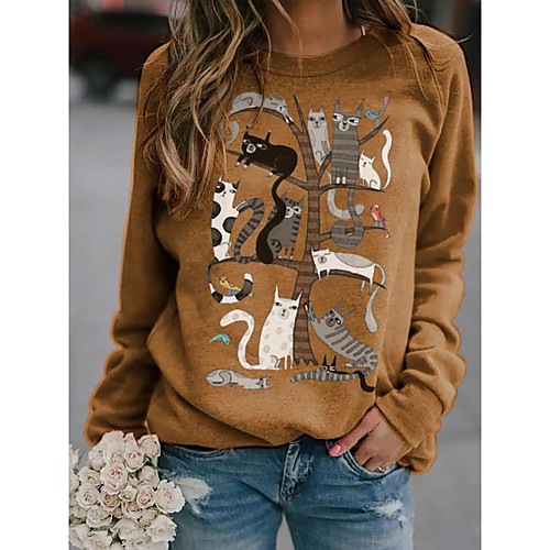 

Women's Pullover Sweatshirt Animal Daily Casual Hoodies Sweatshirts Blue Red Yellow