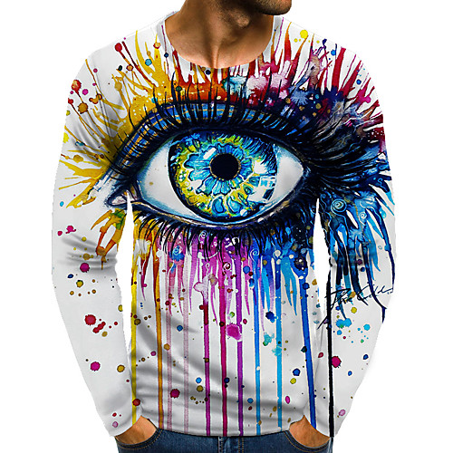 

Men's T shirt 3D Print Graphic 3D Plus Size Print Long Sleeve Daily Tops Rainbow