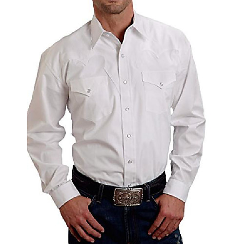 

men's white solid long sleeve western shirt white small