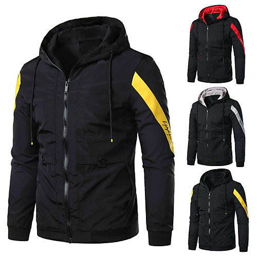 

Men's Long Sleeve Running Track Jacket Full Zip Outerwear Coat Top Casual Athleisure Winter Thermal Warm Breathable Soft Fitness Running Jogging Training Sportswear Normal Black / Red Black / Yellow