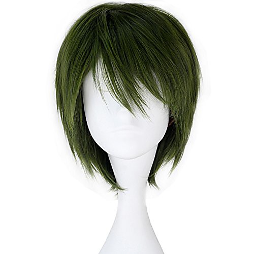 

miss u hair men's synthetic short straight dark green anime cosplay full wig c151
