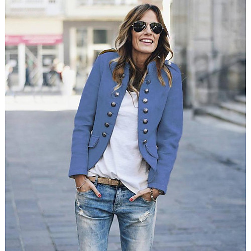 

Women's Double Breasted Blazer Solid Colored Blue / Red / Yellow S / M / L