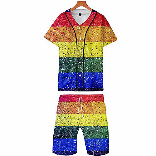 

lgbt rainbow baseball set gay pride short sleeve t-shirt pants casual outfits