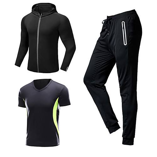 

Men's Patchwork Tracksuit Activewear Set Athletic Athleisure Long Sleeve 3pcs Front Zipper Breathable Quick Dry Moisture Wicking Fitness Gym Workout Running Walking Jogging Sportswear Normal Outfit