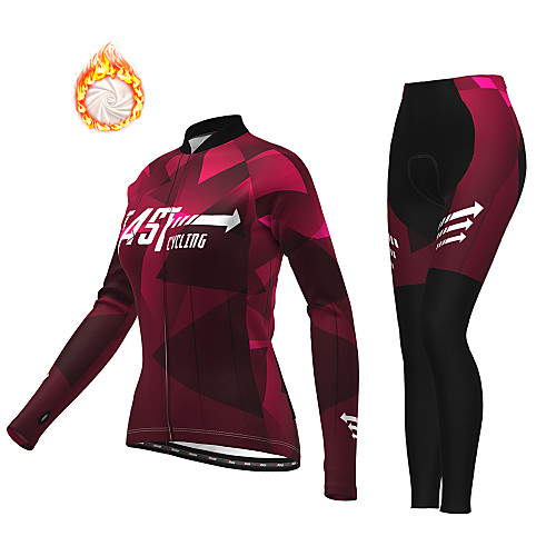 

21Grams Women's Long Sleeve Cycling Jersey with Tights Winter Fleece Red Blue Green Bike Thermal Warm Fleece Lining Breathable Warm Quick Dry Sports Graphic Mountain Bike MTB Road Bike Cycling