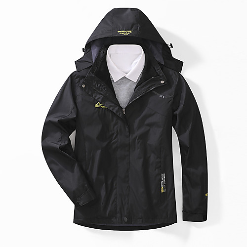 

Men's Hiking 3-in-1 Jackets Winter Outdoor Solid Color Thermal Warm Waterproof Windproof Breathable Winter Jacket Top Hunting Fishing Climbing Female-black Male-Army Green Male-black Female-Rose Red