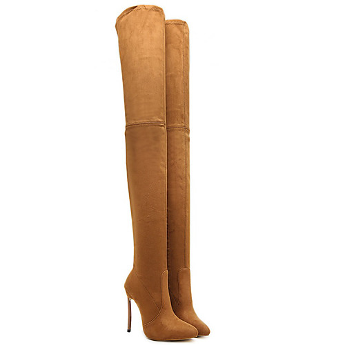 

Women's Boots Stiletto Heel Pointed Toe Casual Daily Walking Shoes Suede Almond Black Brown / Over The Knee Boots