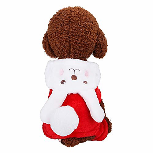 

cute small dog hooded coat girl rabbit puppy fleece clothes hoodie winter warm coat for cat dog red