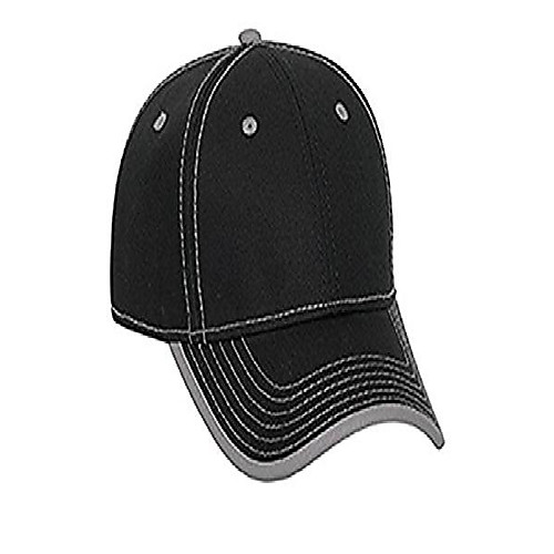 

superior cn twill trim edge visor contrast stitching low profile pro style caps - blk/gry - by thetargetbuys