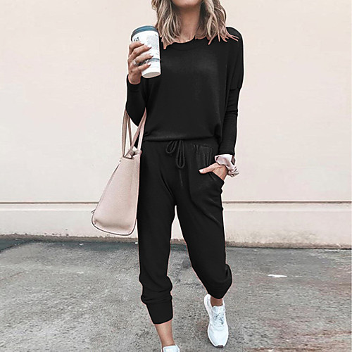 

Women's 2 Piece Tracksuit Sweatsuit Street Casual Winter Breathable Soft Fitness Gym Workout Running Jogging Exercise Sportswear Wine Light Gray Dark Gray Pink White Black Activewear Stretchy