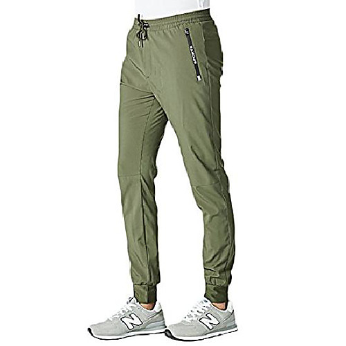 

men's outdoor waterproof lightweight stretchy pants breathable running hiking trousers quick-dry army green 32