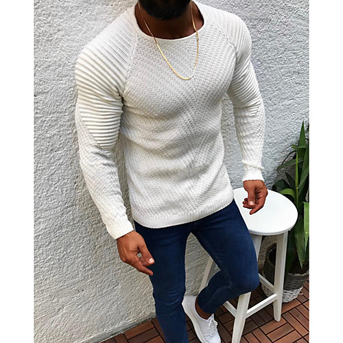 

Men's Solid Color Pullover Long Sleeve Sweater Cardigans Crew Neck Winter White Black Camel
