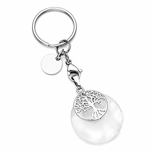 

tree of life silver charms keychain clear quartz healing crystal chakra pendant for womens mens